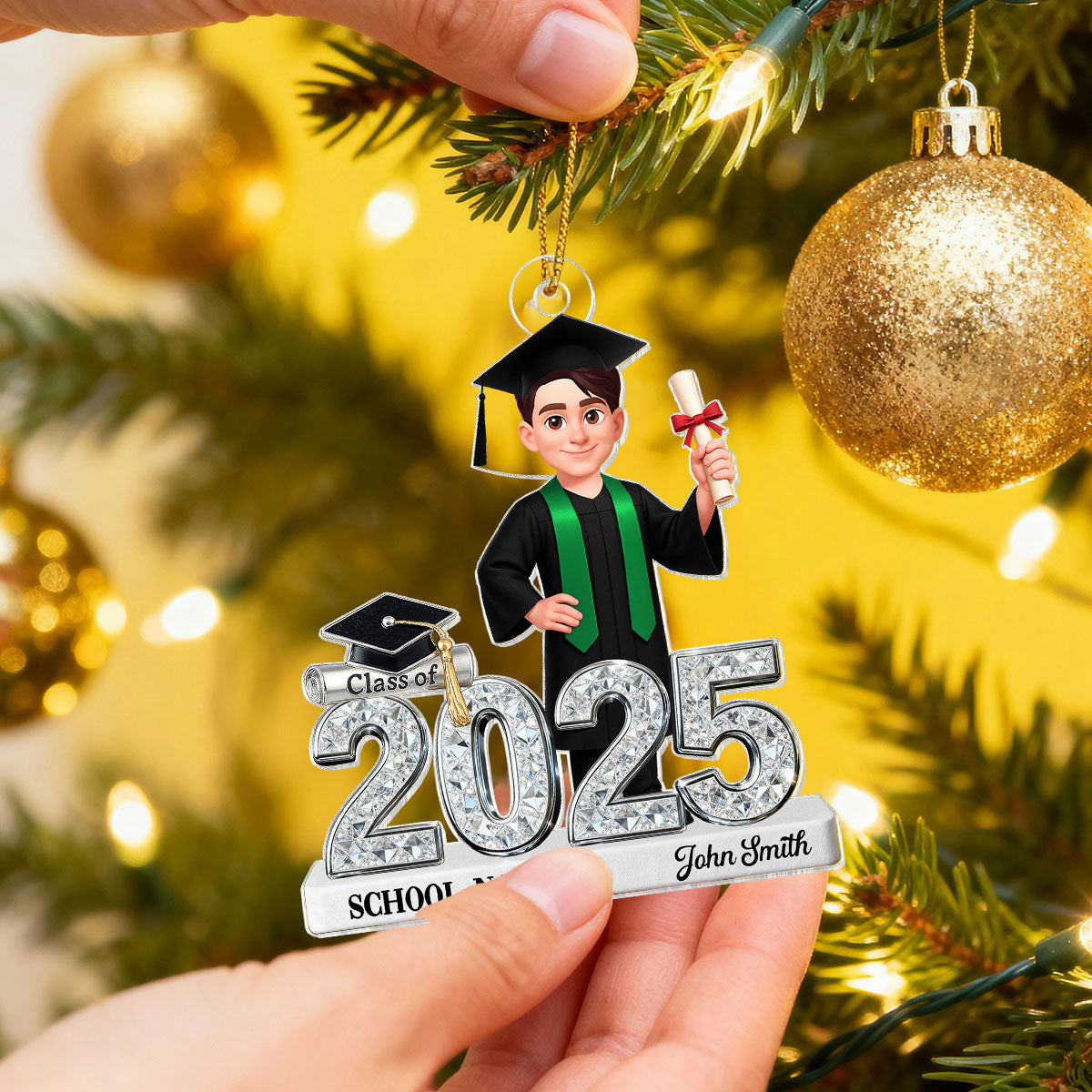 3D Shiny Effect Class Of 2025 2026 Senior - Personalized Acrylic Ornament