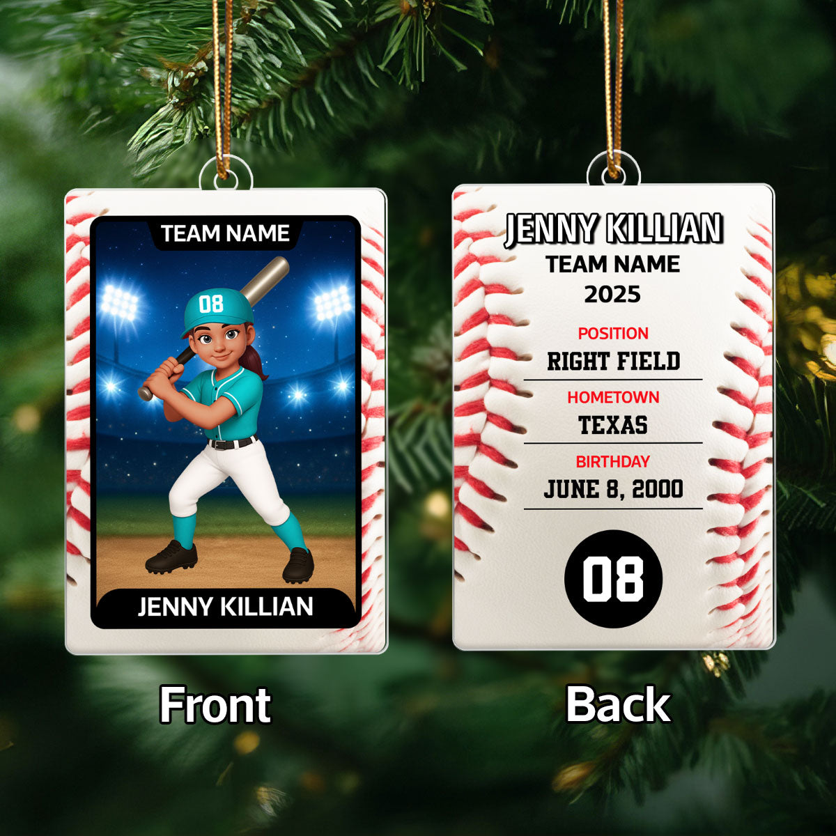 Baseball Card - Personalized Acrylic Ornament - Christmas Gift for Sons, Grandson, Daughter, Granddaughter