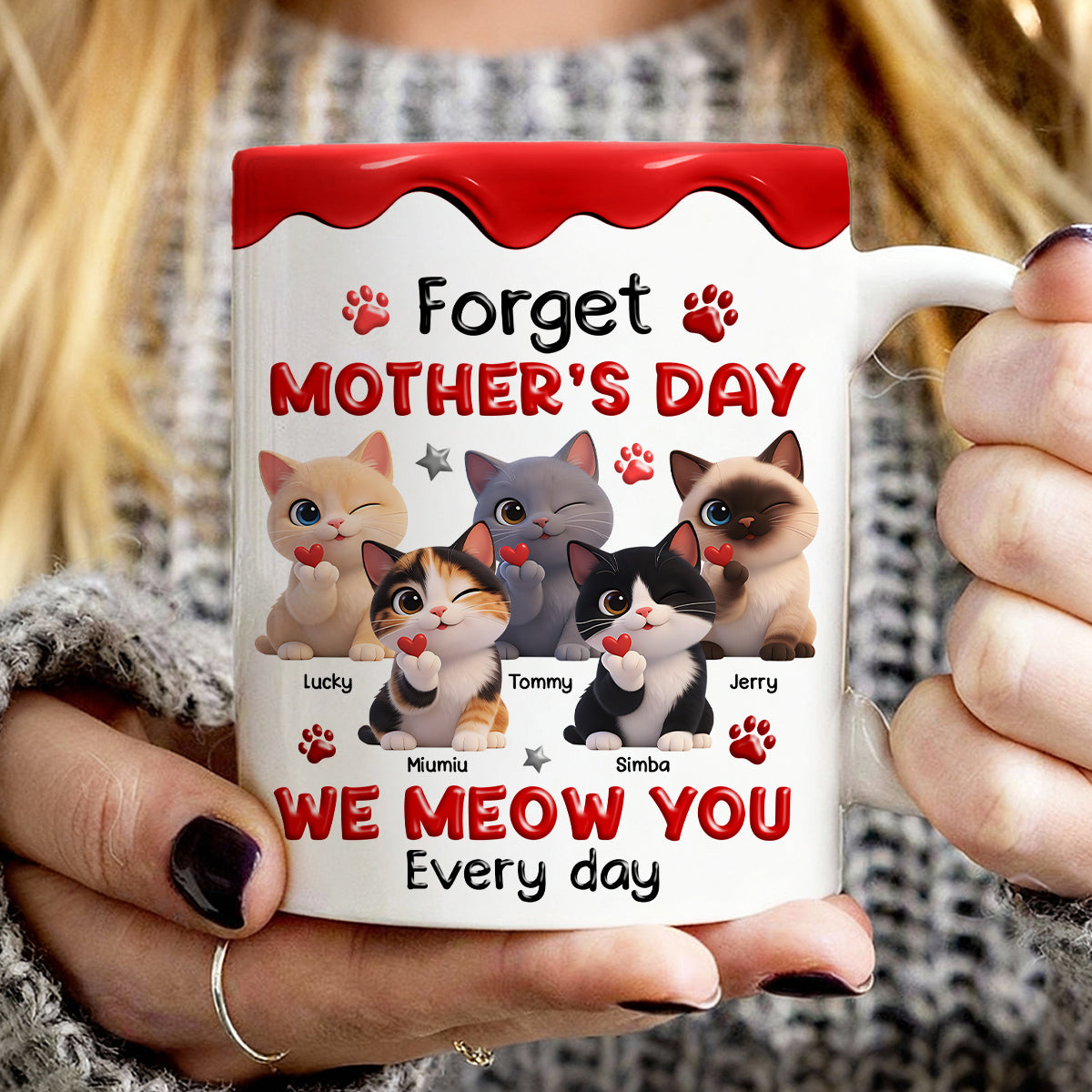 Forget Mother's Day I Meow You Every Day - Personalized Mug - Sentimental Gift for Cat Moms