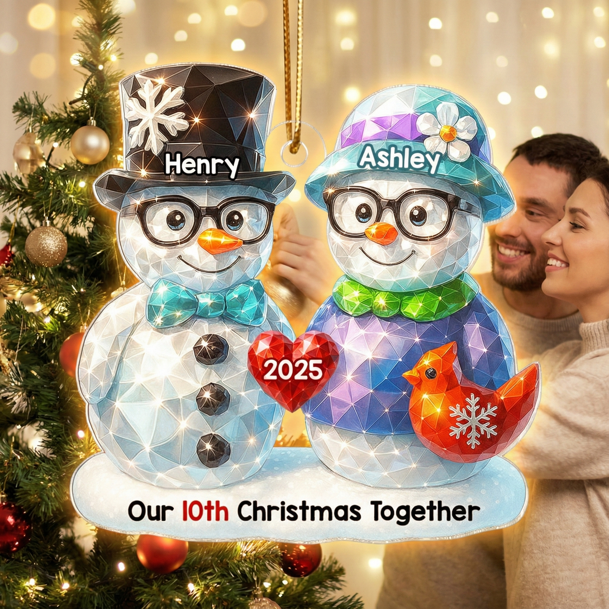 Our Christmas Together 3D Shining Effect - Personalized Acrylic Ornament - Unique Christmas Gift For Him, For Her, For Couple