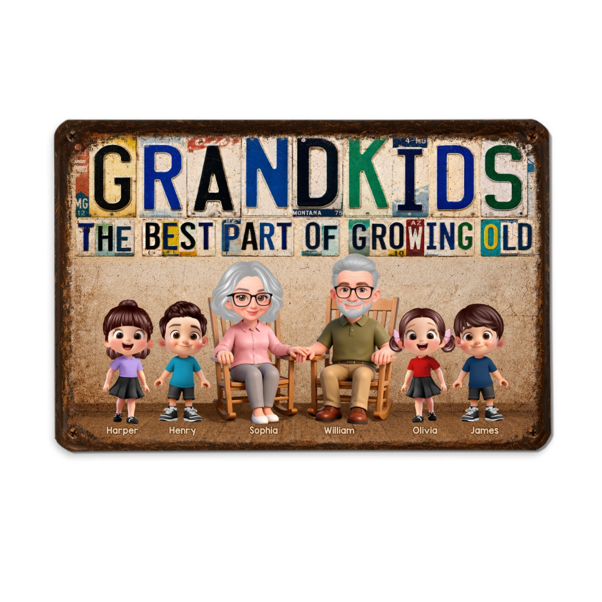 Grandkids The Best Part Of Growing Old License Plate Style - Personalized Metal Sign
