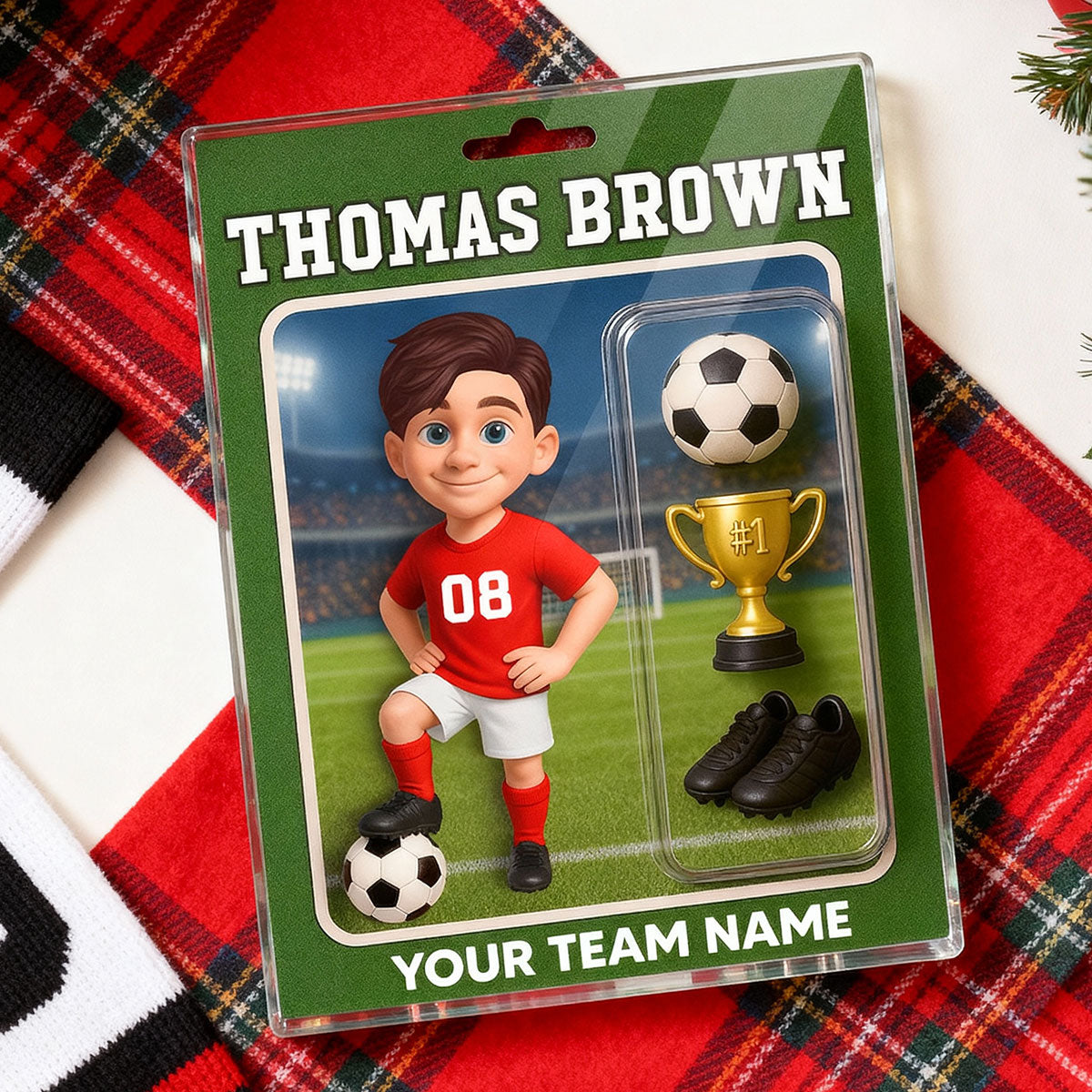 3D Effect Soccer Players Custom Figure Style - Personalized Acrylic Block Plaque - Christmas Gift For Soccer Players