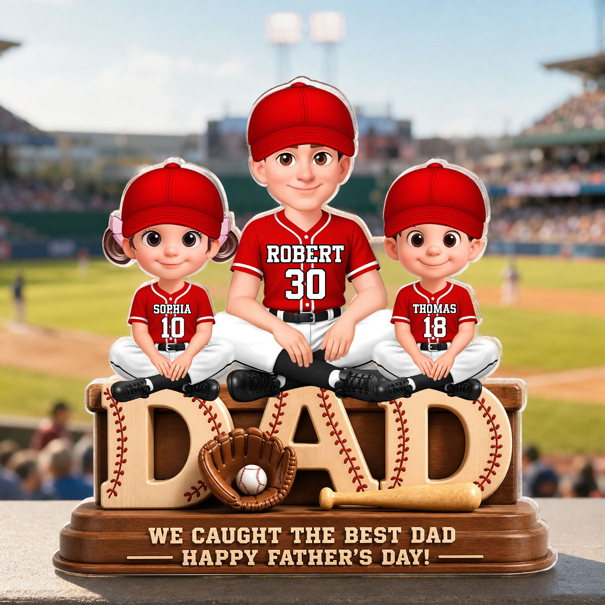 We Caught the Best Baseball Dad - Personalized Acrylic Block Plaque -  Gift for Dad, Husband