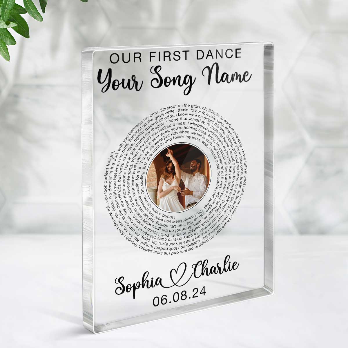 Our Favorite Song Vinyl Record Song Lyrics Art Personalized Rectangle Acrylic Plaque, Anniversary  Gift For Him, Gift For Her