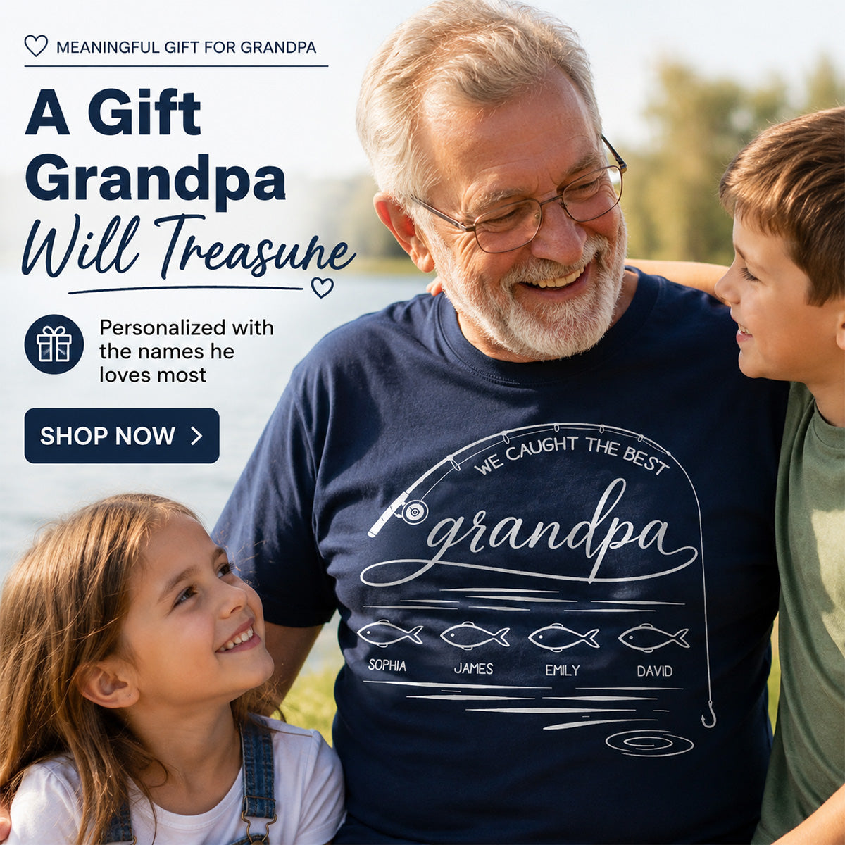 Fishing Dad Grandpa Best Catch Outline Style - Personalized Shirt