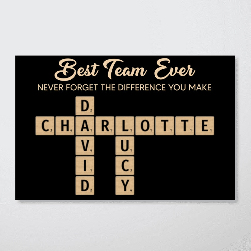 Colleagues Best Team Ever Forever Linked Together Crossword Puzzle Art - Personalized Poster - Gift For Colleagues, Office Decoration