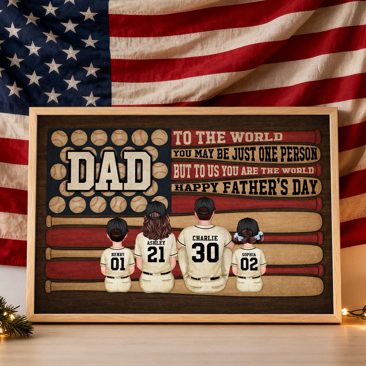 Baseball Nation Flag Dad Us You Are The World - Personalized Poster - Father's Day Gift For Baseball Dad