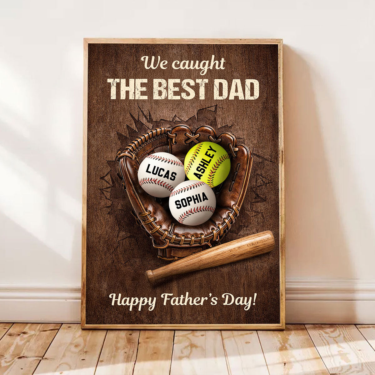 Happy Father's Day Baseball Dad - Personalized Poster - Heartfelt Father's Day Gift for Dad, Husband