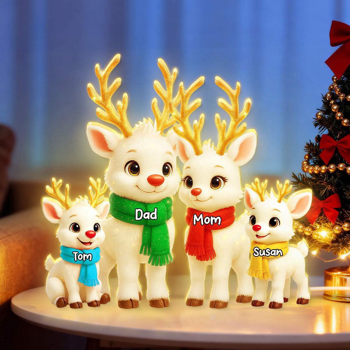 Festive Reindeer Family Members - Personalized Light Box - Christmas Decor for Family