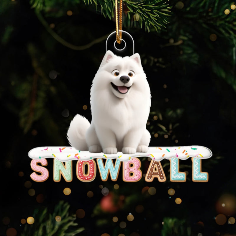 Custom Dog Name Gingerbread Pattern Alphabet - Personalized Acrylic Ornament - Unique Christmas Gift For Dog Lovers