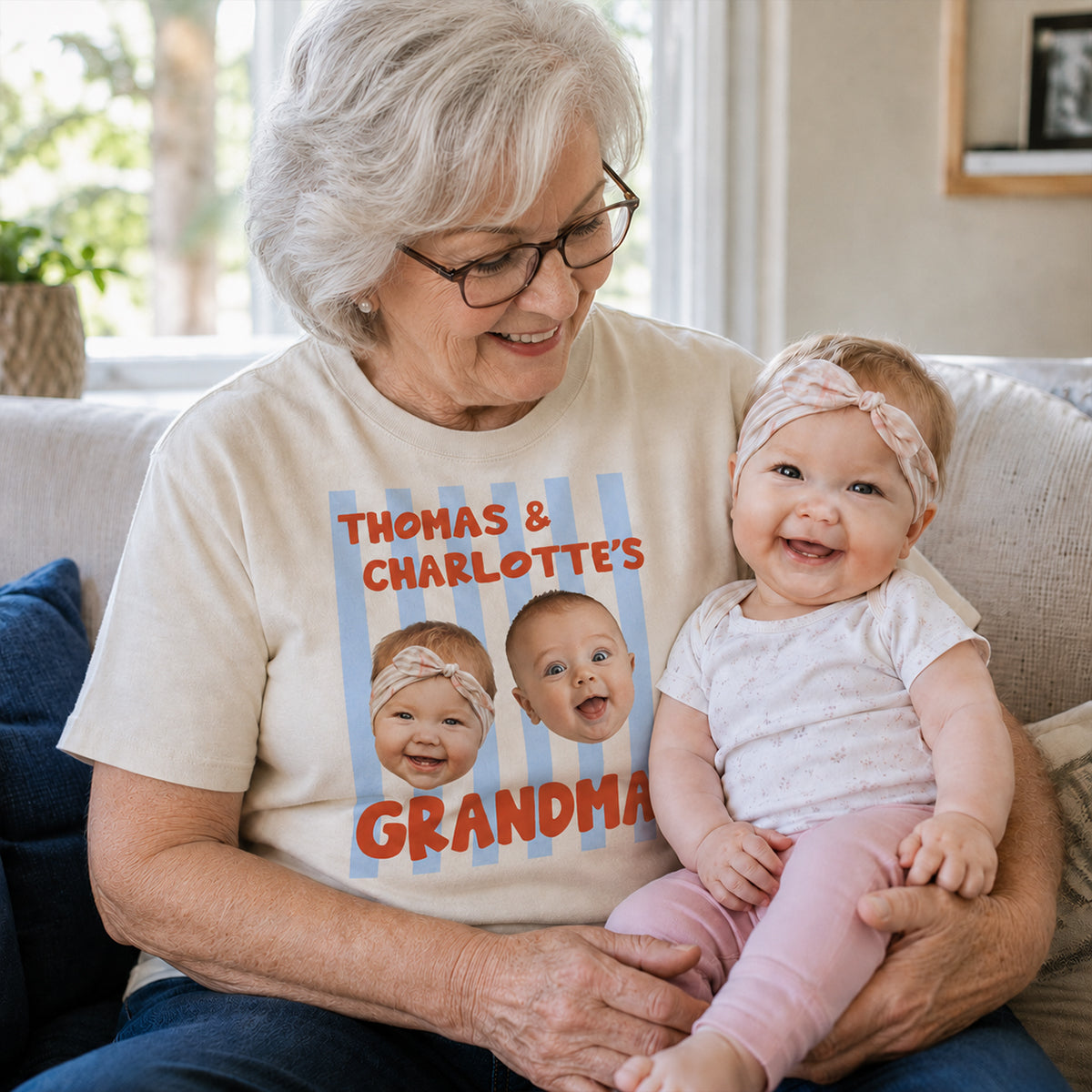 Baby Custom Photo Face Grandpa Grandama Dad Mom - Personalized Shirt