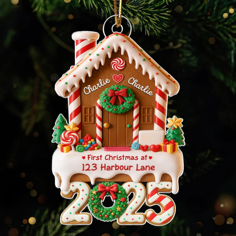 Family First Christmas In Our New Home - Personalized Acrylic Ornament - Unique Christmas Gift For Family