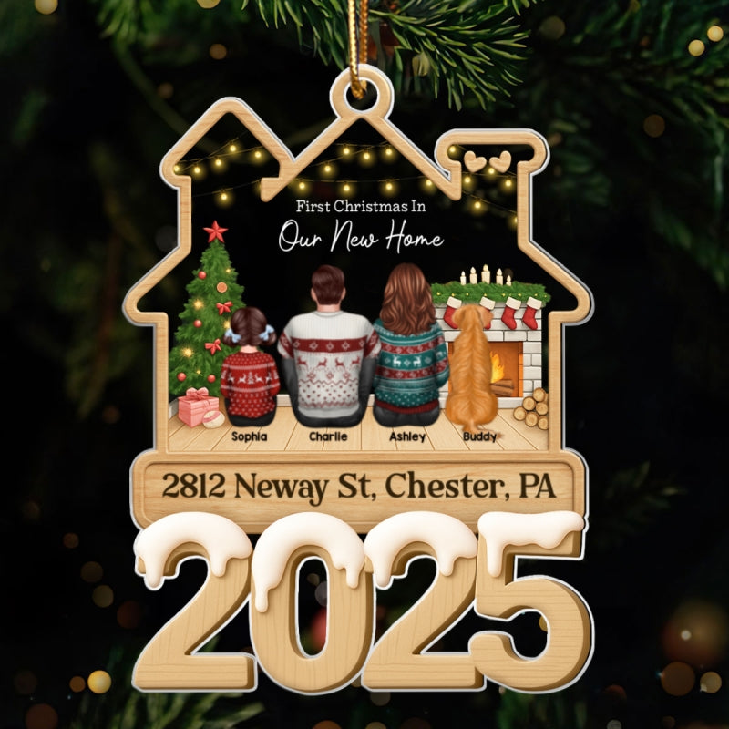 Family First Christmas In Our New Home - Personalized Acrylic Ornament - Unique Christmas Gift For Family