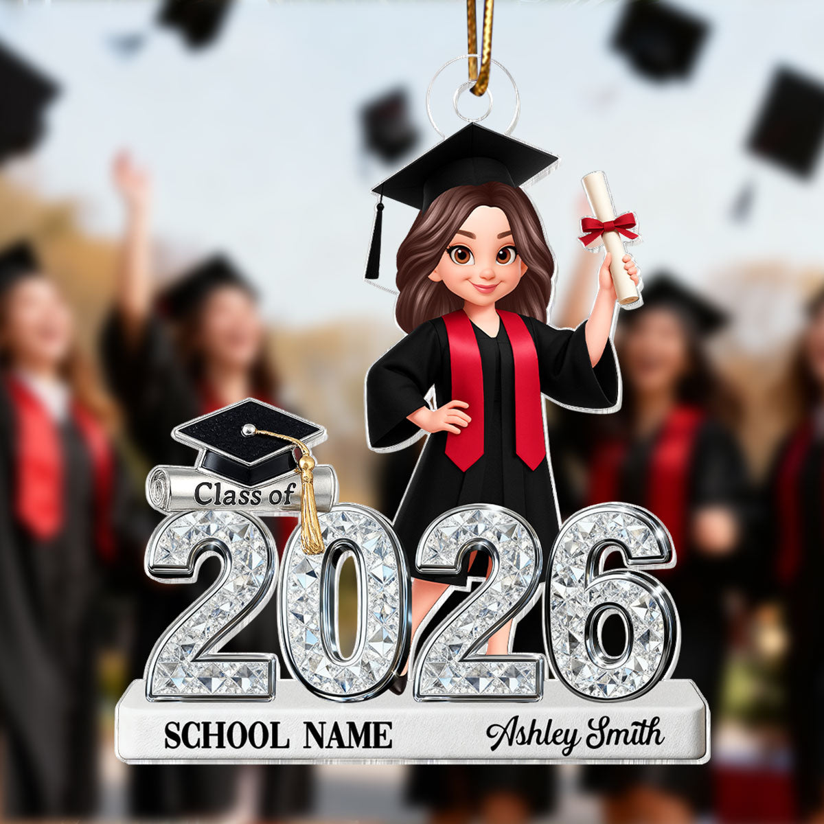 3D Shiny Effect Class Of 2025 2026 Senior - Personalized Acrylic Ornament