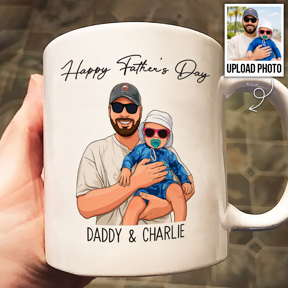 Portrait Color Drawing Style Best Dad Ever - Personalized Mug - Father's Day Gift For Dad, Husband