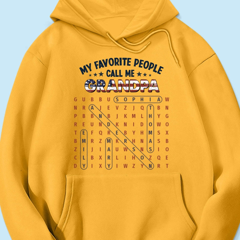 Grandpa's Favorite People Word Search Puzzle American Flag Theme - Personalized Shirt - Father's Day Gift For Grandpa, Dad