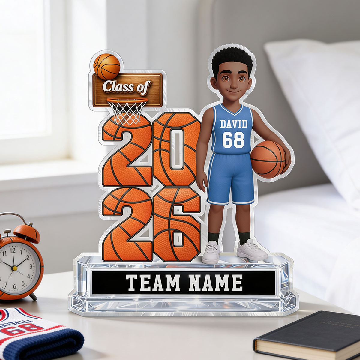 Basketball Senior Class Of 2026 2027 2D Flat - Personalized Acrylic Block Plaque - Graduation Gift For Son, Daughter