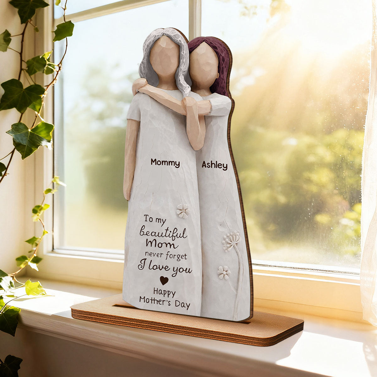 Mom Never Forget I Love You - Personalized 2-Layered Wooden Plaque - Mother's Day Gift For Mom