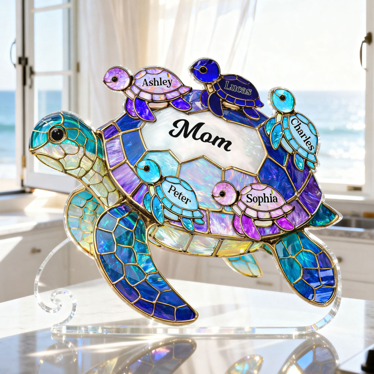 Mom Grandma Sea Turtle - Personalized Acrylic Block Plaque - Mother's Day Gift for Her