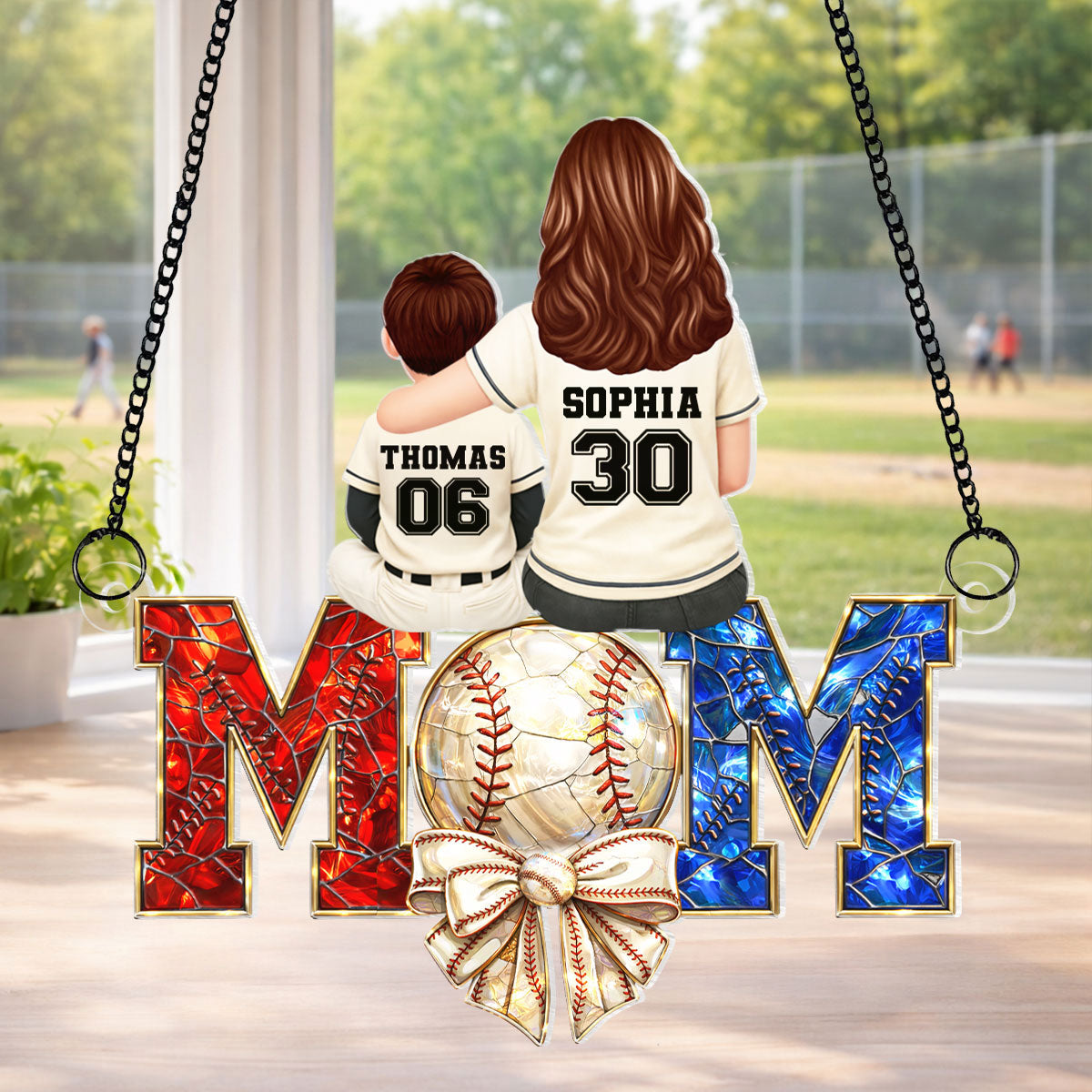 Baseball Mom - Personalized Acrylic Suncatcher - Mother's Day Gift for Mom, Wife