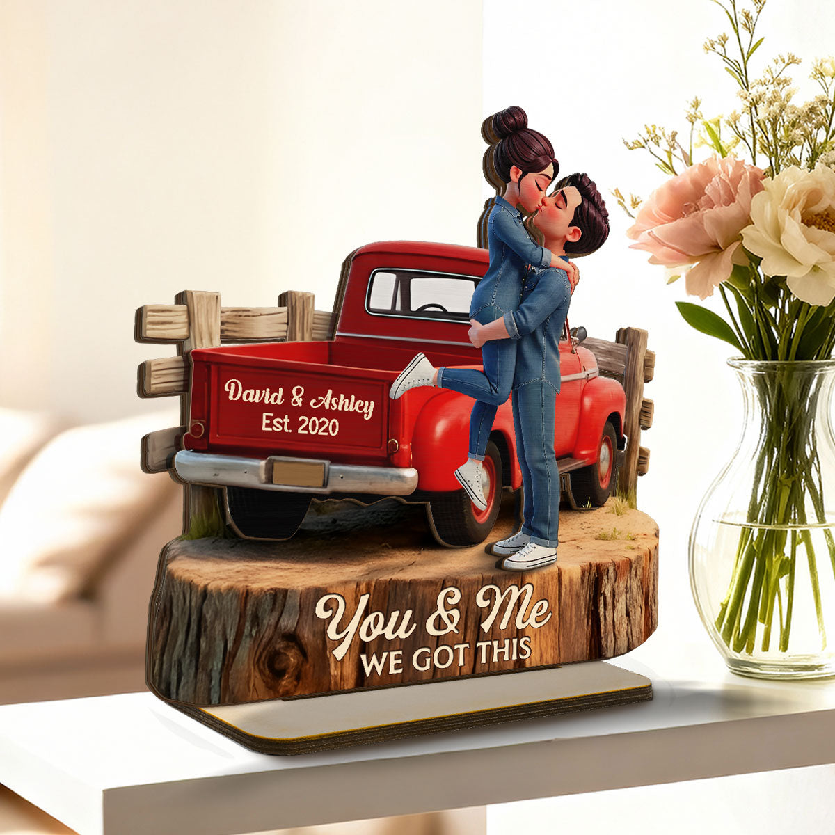 Romantic Couple Pickup Truck You & Me We Got This - Personalized 2-Layered Wooden Plaque - Gift For Couple, Farmhouse Decor