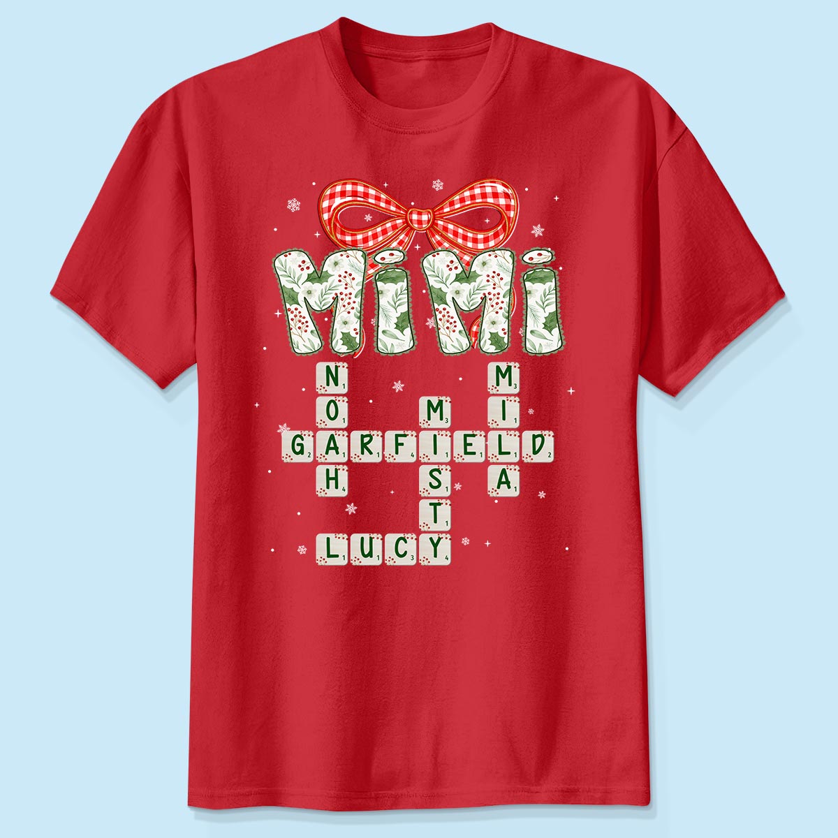 Grandma Coquette Floral Christmas Pattern Crossword Puzzle Art - Personalized Shirt