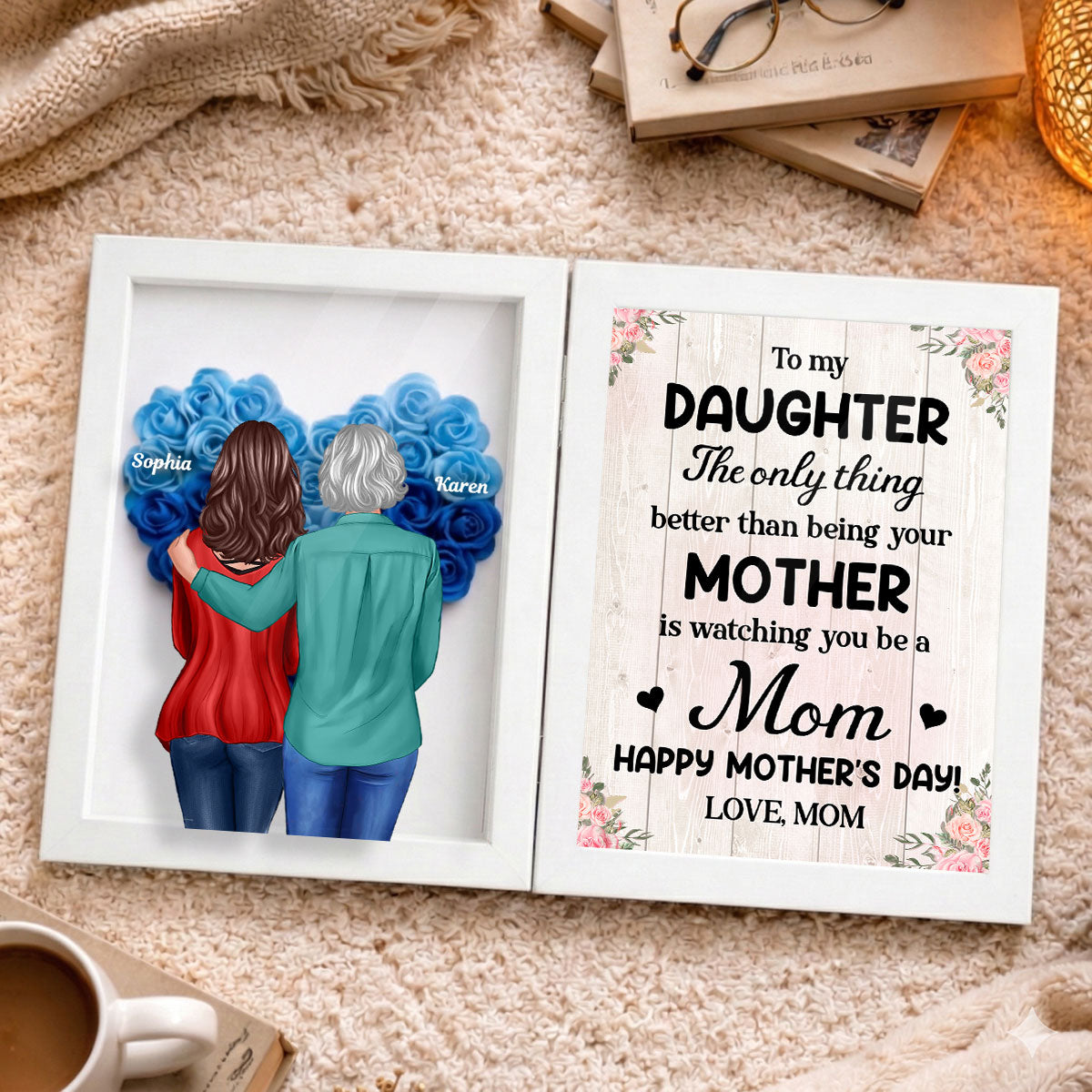 To My Daughter The Only Thing - Personalized Flower Shadow Box - Heartfelt Gift For Daughter