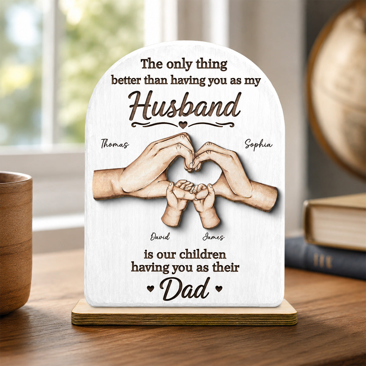 The Only Thing Having You As My Husband Family Hands - Personalized 2-Layered Wooden Plaque -  Gift For Husband
