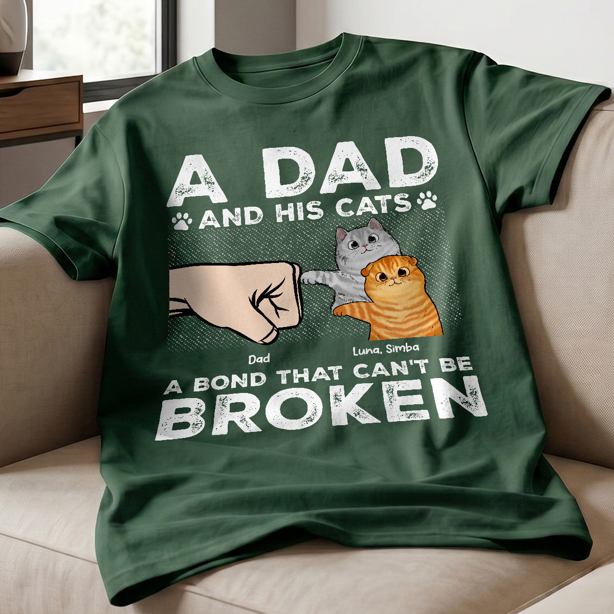 A Dad & His Cat A Bond Can't Be Broken - Personalized Shirt - Father's Day Gift For Cat Dad