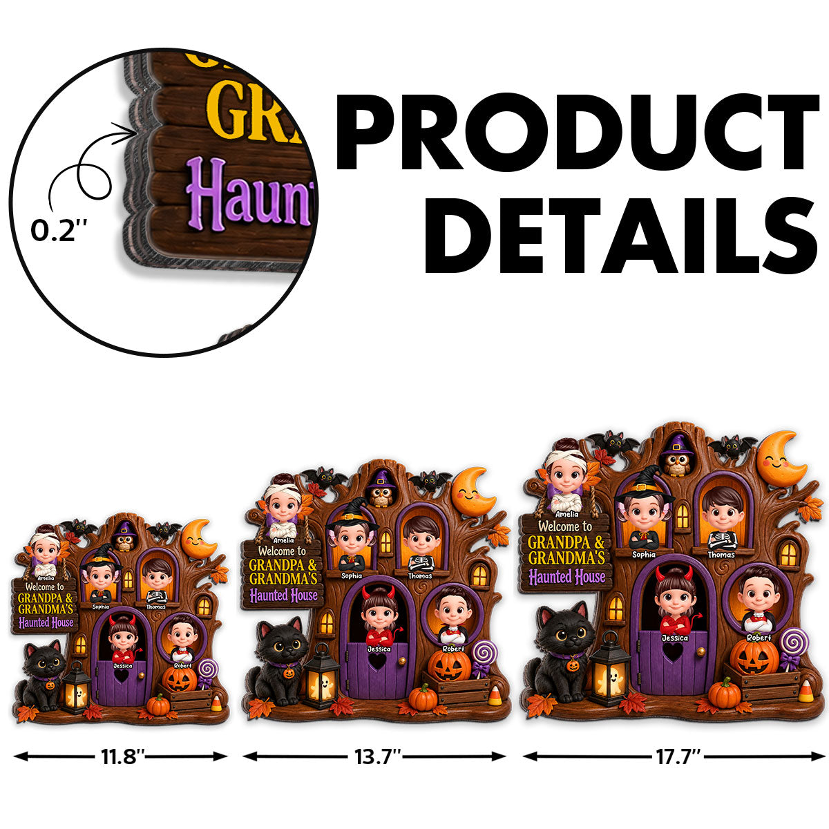 Cute Kids Welcome To Grandma Grandpa Haunted House - Personalized Wood Sign - Halloween Decoration For Grandparents