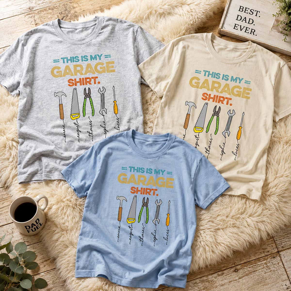 This Is My Garage Shirt Custom Kids Name - Personalized Shirt - Father's Day Gift For Mechanic Dad, Grandpa