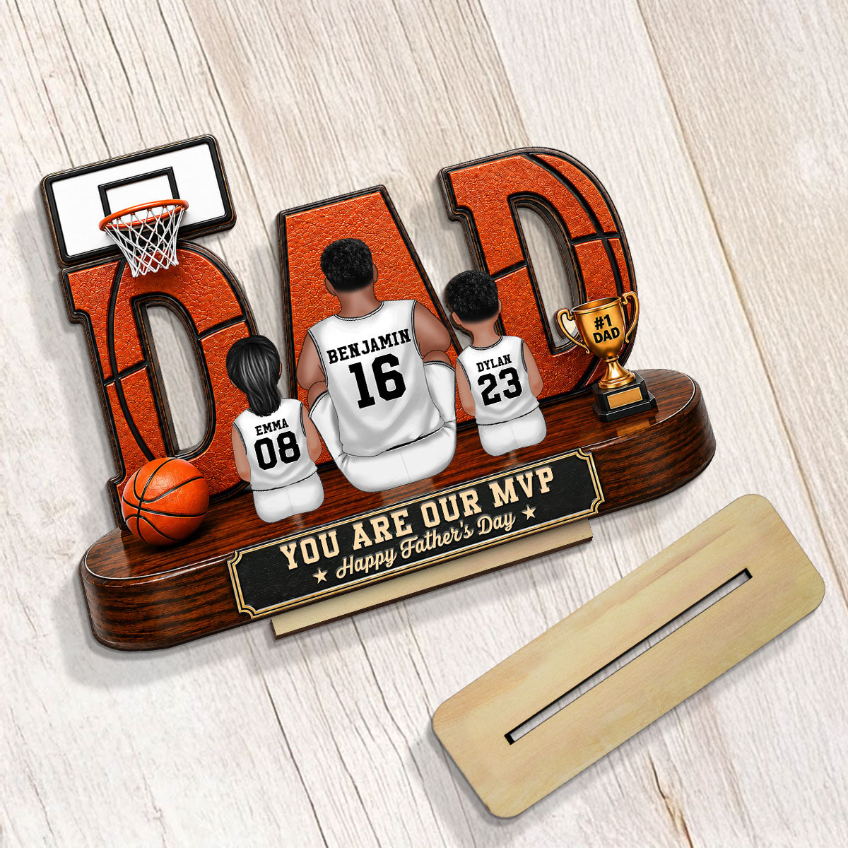Basketball Dad Legend Daddy's Dream Team - Personalized 2-Layered Wooden Plaque - Unique Trending  Gift For Dad, Husband, Basketball Fans