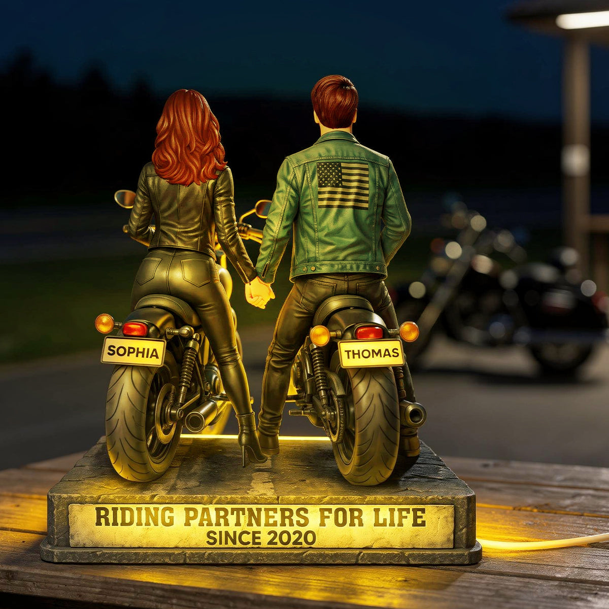 Biker Couple Riding Partners for Life - Personalized Light Box - Sentimental Gift for her, for him