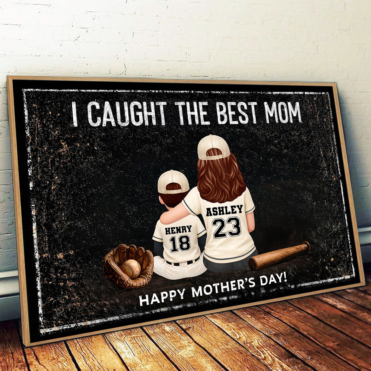 We Caught The Best Mom, Baseball Mom And Kids - Personalized Poster - Heartfelt Mother's Day Gift for Mom, Wife