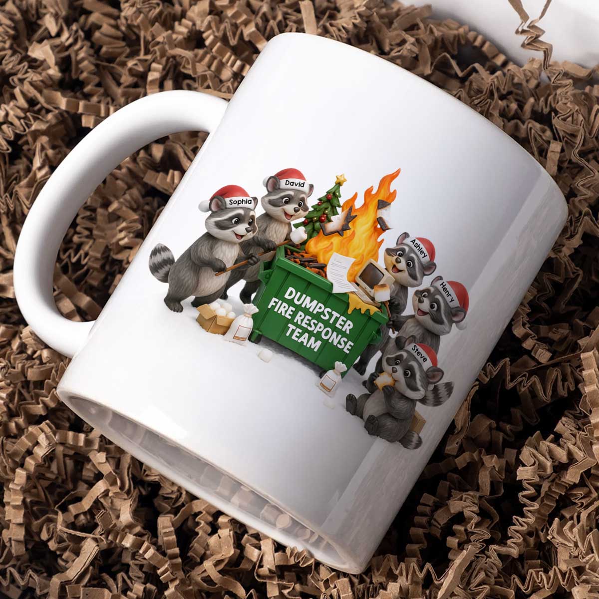 Funny Raccoon Dumpster on Fire Response Team - Personalized Mug - Funny Holiday Gift for Coworkers