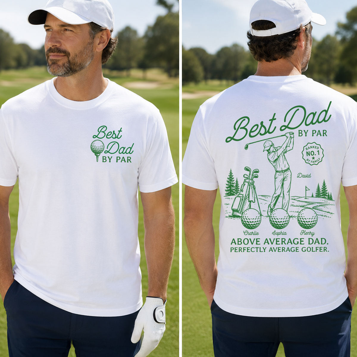 Golf Dad Legend Best Dad By Par - Personalized Double-Sided Shirt - Father's Day Gift For Dad, Husband, Golfers