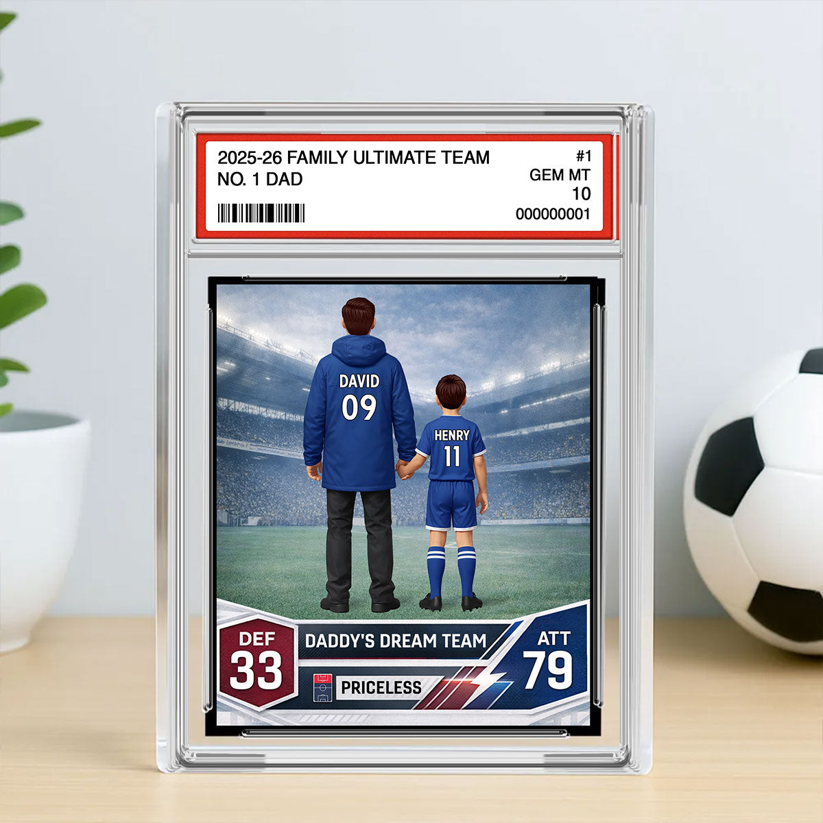 Our Match Of A Lifetime Trading Card - Personalised Acrylic Block Plaque - UK  Gift For Football Dad