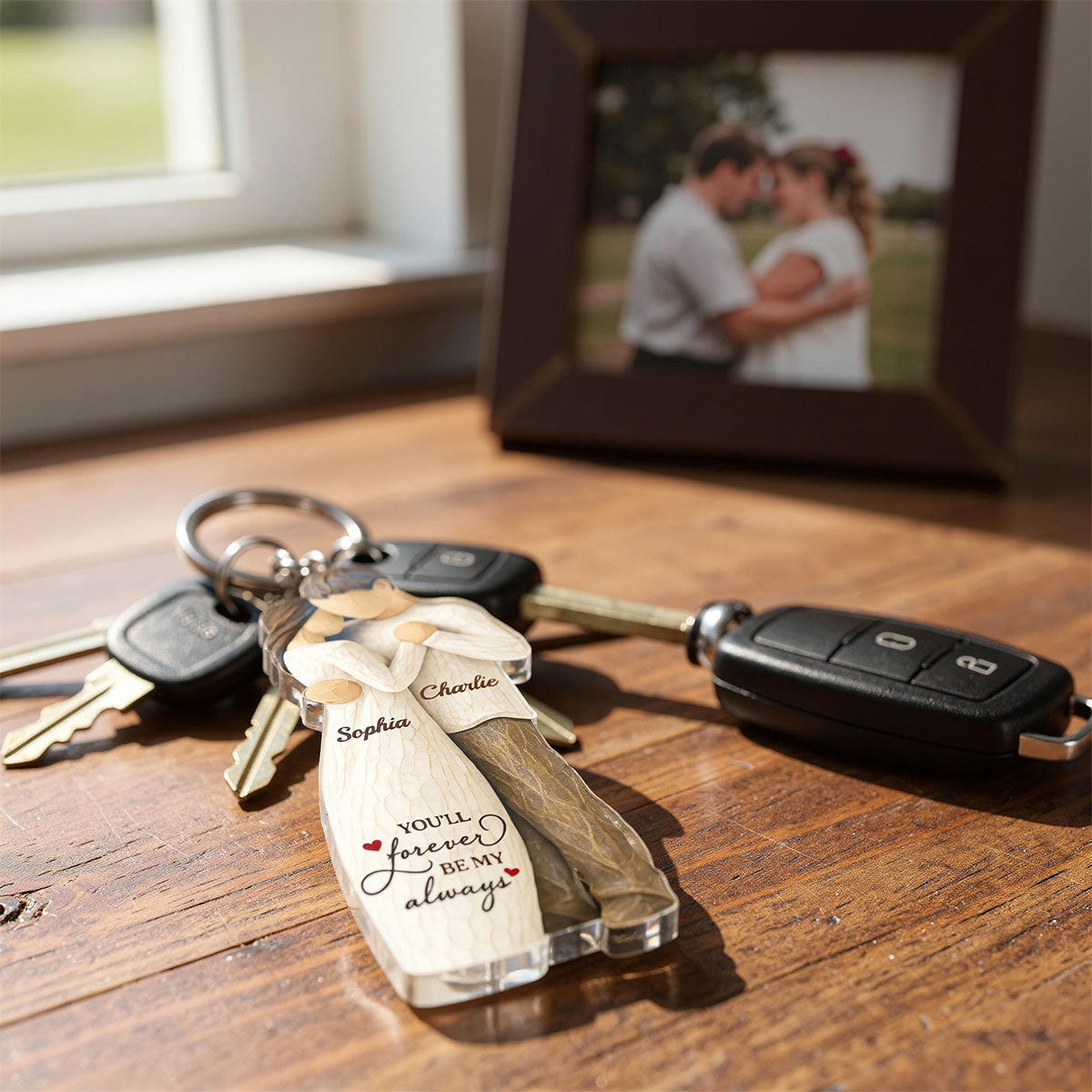 3D Effect Couple You Will Forever Be My Always - Personalized Acrylic Keychain - Gift For Him, Gift For Her