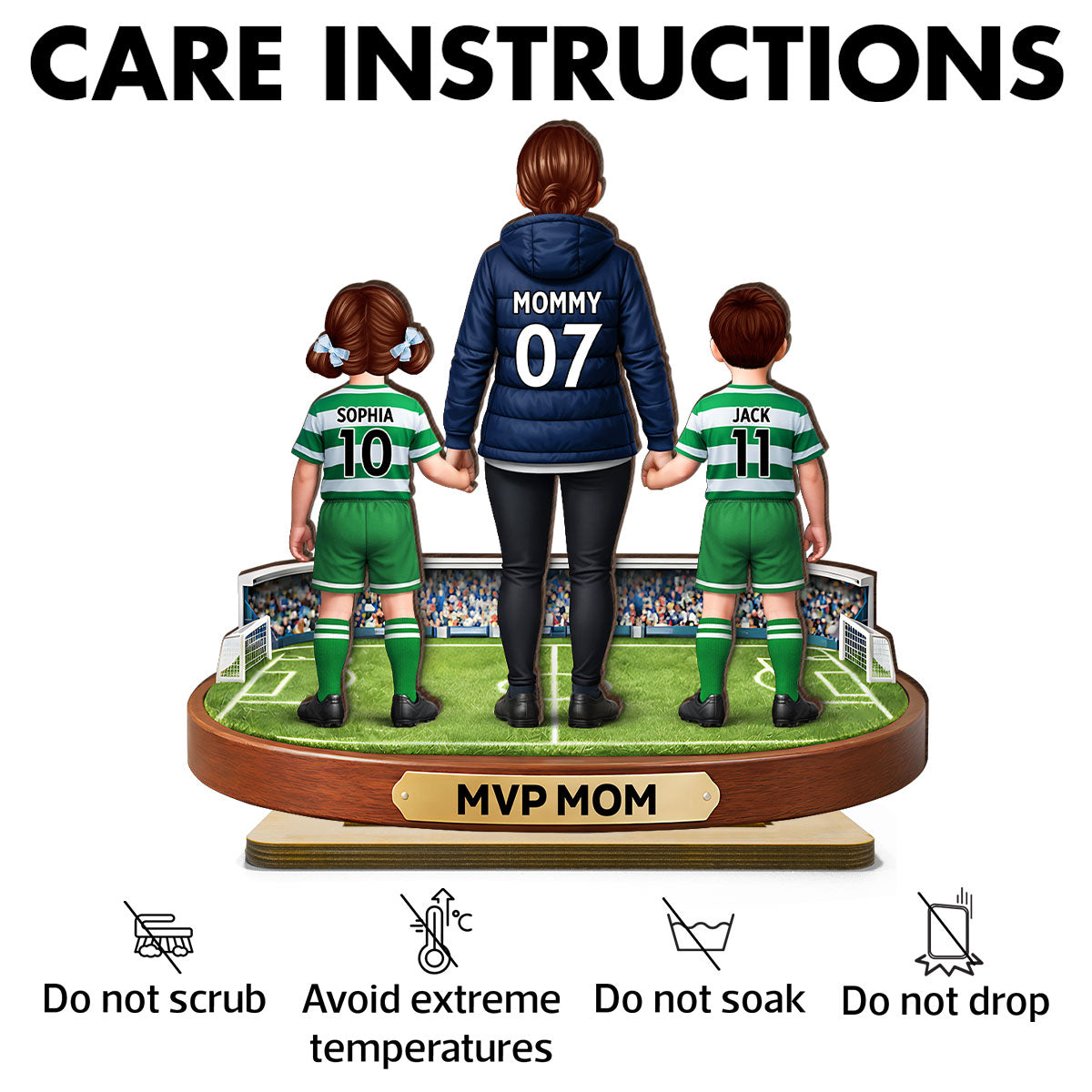 MVP Mom Soccer Mom And Kids - Personalized 2-Layered Wooden Plaque - Heartfelt Gift For Soccer Mom