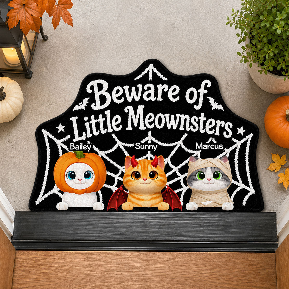 Creepy Cute Cat - Personalized Doormat - Halloween Gift Fot Cat Lovers