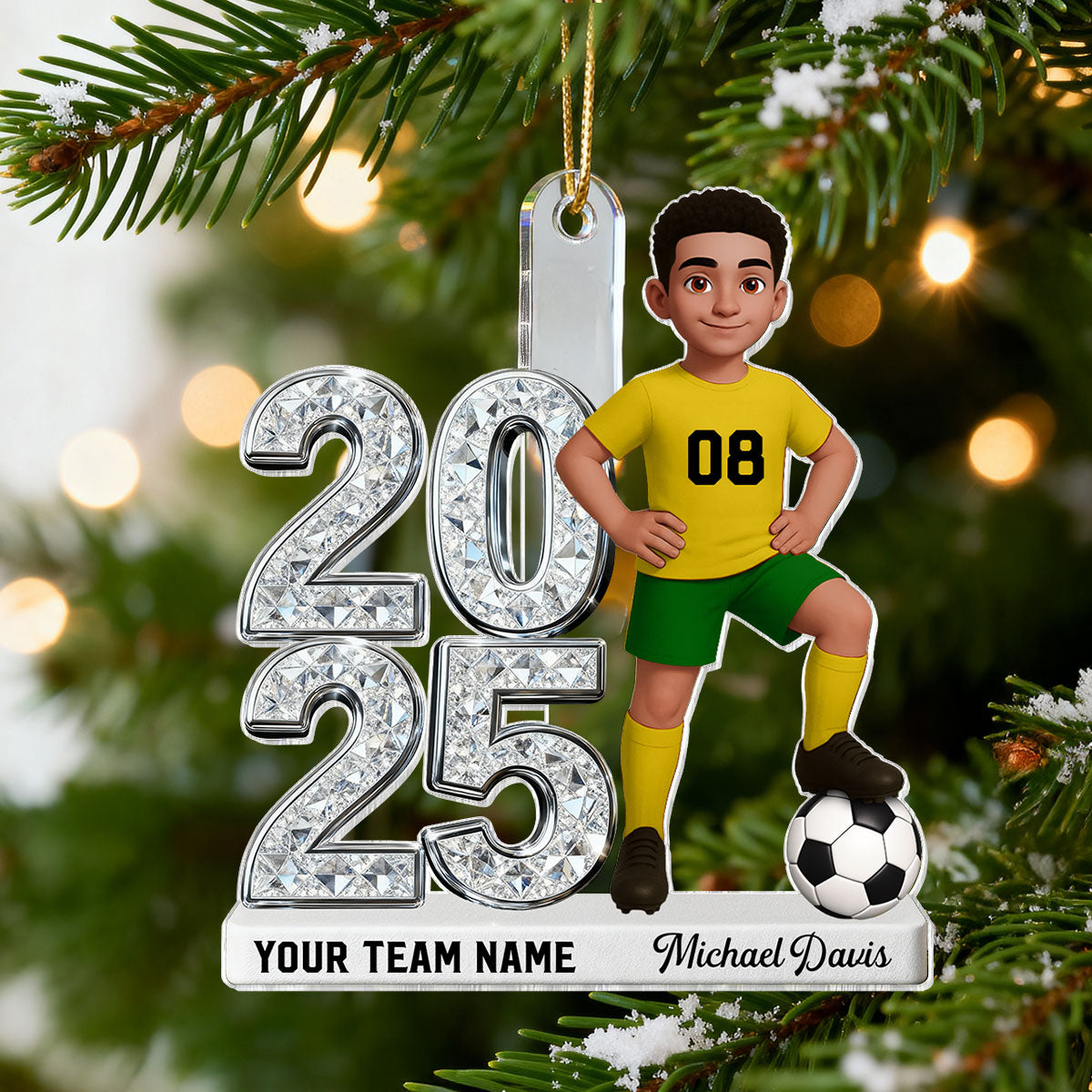 3D Shiny Effect Sport Player With Year - Personalized Acrylic Ornament - Gift For Daughter, Granddaughter, Son, Grandson