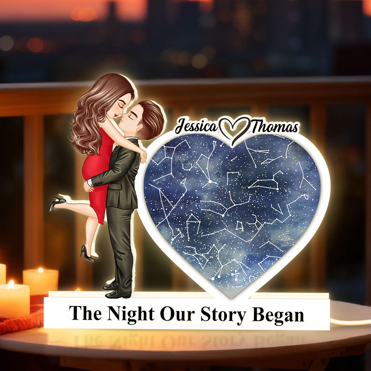 The Night Our Story Began - Personalized Light Box - Gift for Couple