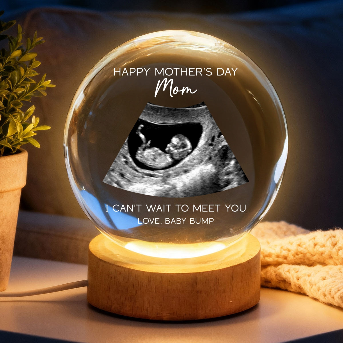 Happy Mother's Day From The Bump Custom Photo - Personalized Crystal Ball LED Night Light - First Mother's Day Gift For Pregnancy Mom