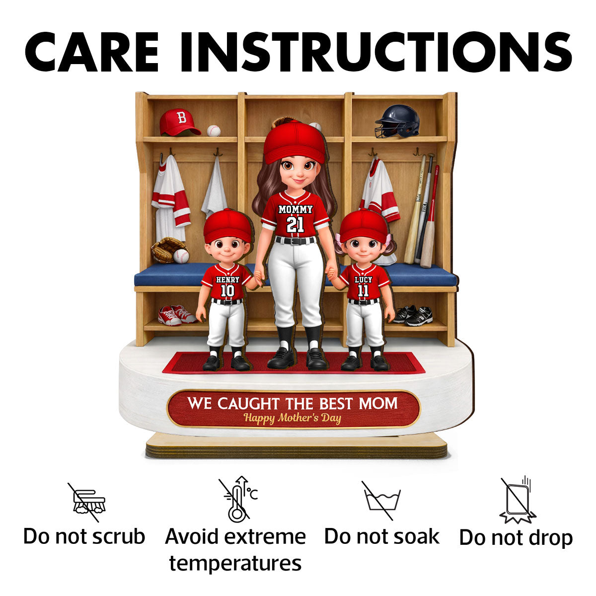 Baseball Clubhouse We Caught The Best Mom - Personalized 2-Layered Wooden Plaque - Mother's Day Gift For Baseball Mom, Gift For Wife