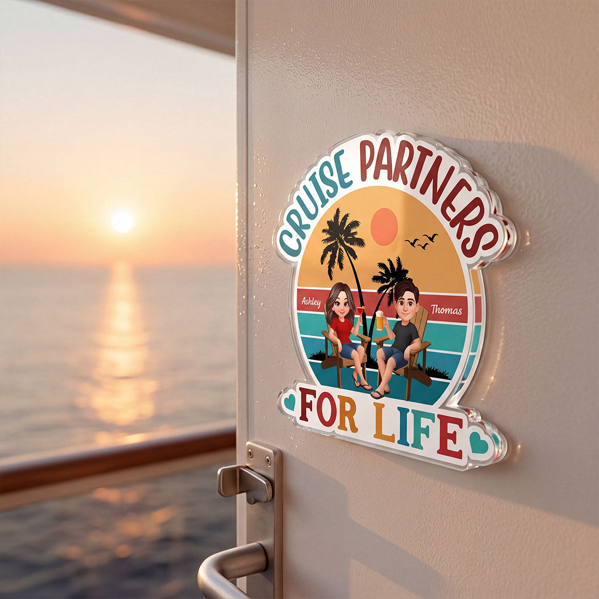Couple Retro Life Is Better On A Cruise - Personalized Cruise Ship Door Magnet - Summer Cruise Ship Door Decorations