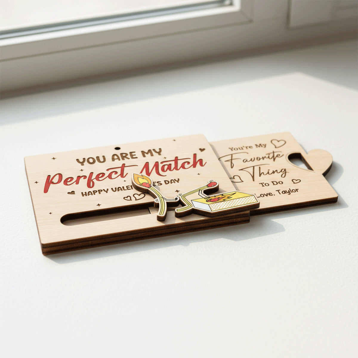 You're My Perfect Match Funny Inappropriate Couple - Personalized Wooden Slider Ornament - Valentine's Day Gift For Him, For Her