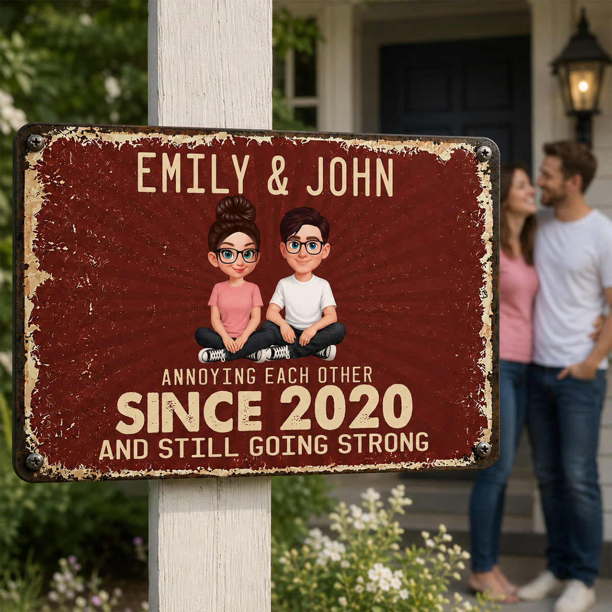 Annoy Each Other and Still Going Strong - Personalized Metal Sign- Funny Couple Gift, Romantic Gift for Anniversary, Wedding