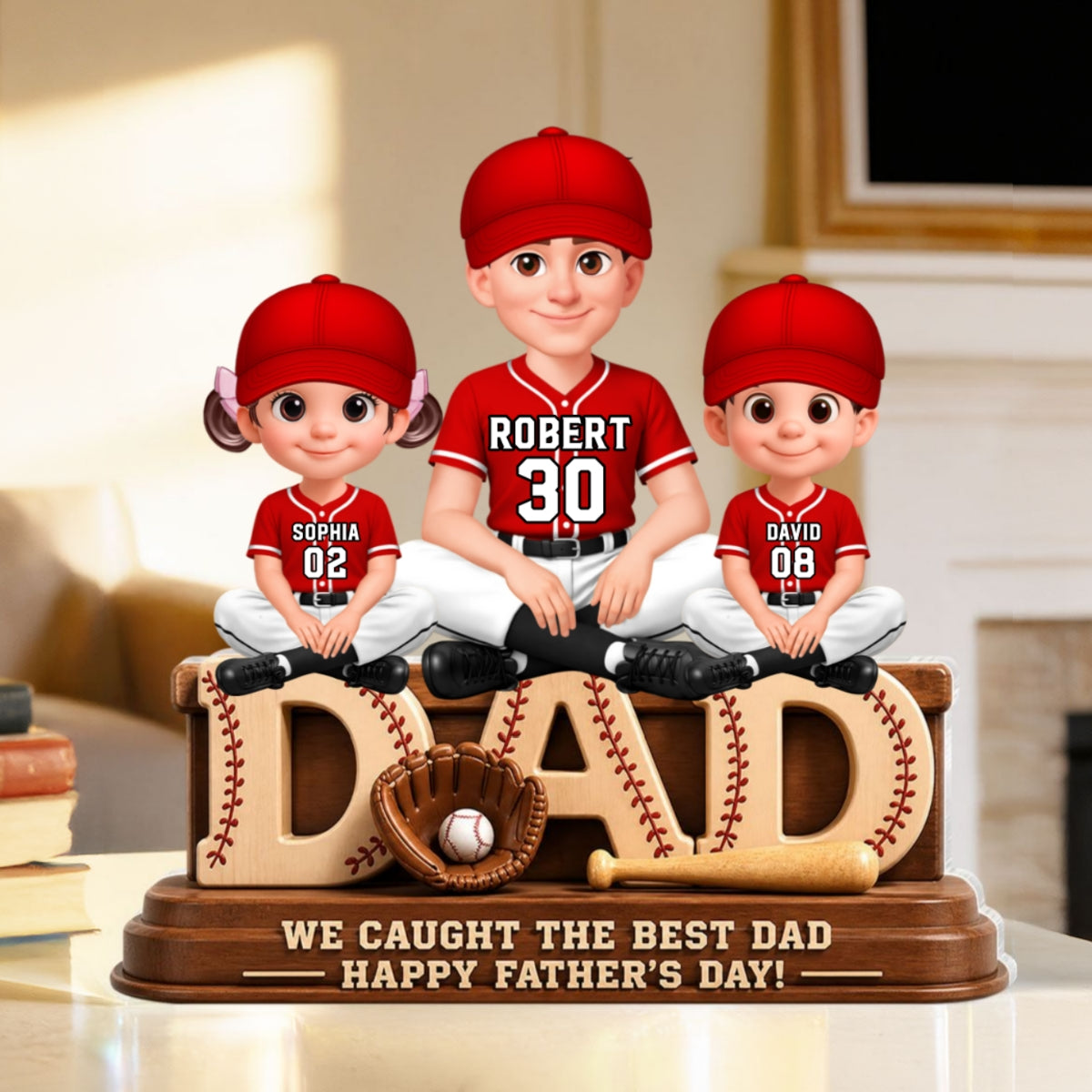We Caught the Best Baseball Dad - Personalized Acrylic Block Plaque -  Gift for Dad, Husband