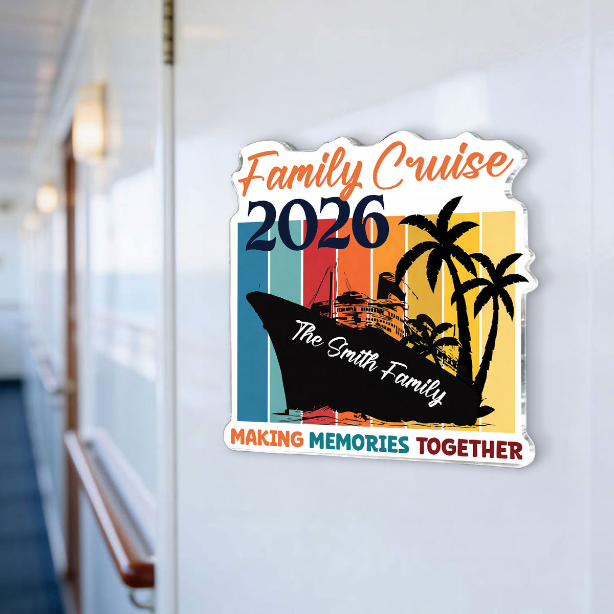 Family Retro Cruise Making Memories Together - Personalized Cruise Ship Door Magnet - Summer Cruise Ship Door Decorations