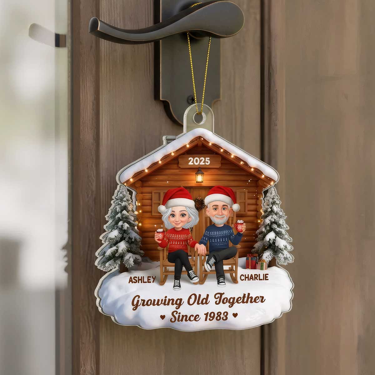 3D Effect Couple Cabin - Personalized Acrylic Car Hanger - Heartfelt Gift For Couple, For Him, For Her